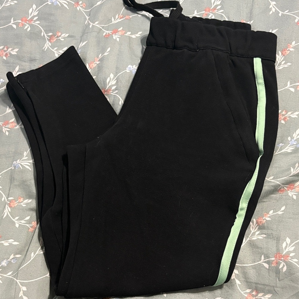 Men's Black Joggers with Mint Side Stripe